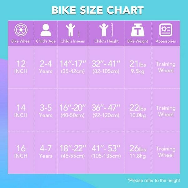 JOYSTAR Girls Kids Bike Bicycle with Quick Release Trainning Wheel 12 14 16 Inch - Fresh Stock Dated January 2026