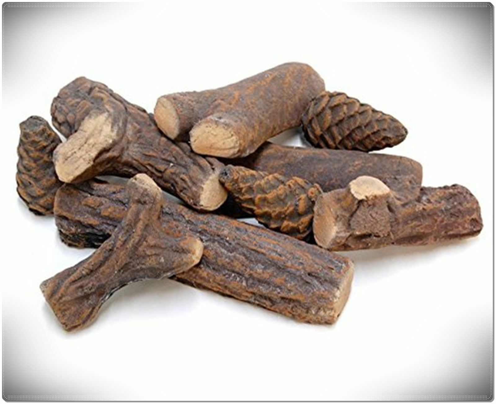 9PCS Ceramic Wood Gas Log Set Fireplace Imitation Wood Propane Firepit Log sets - Fresh Stock Dated January 2026