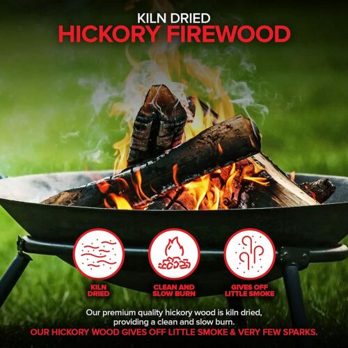 Stock Your Home Kiln Dried Wood Cooking Logs - Hickory - 20 Lbs - Fresh Stock Dated December 2025