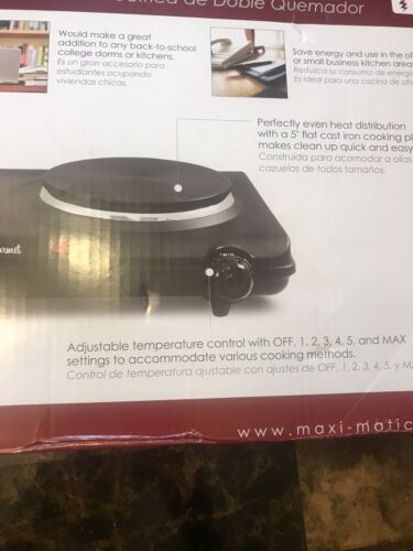 Elite Gourmet Countertop Electric Hot Burner Double - Black - Fresh Stock Dated February 2026