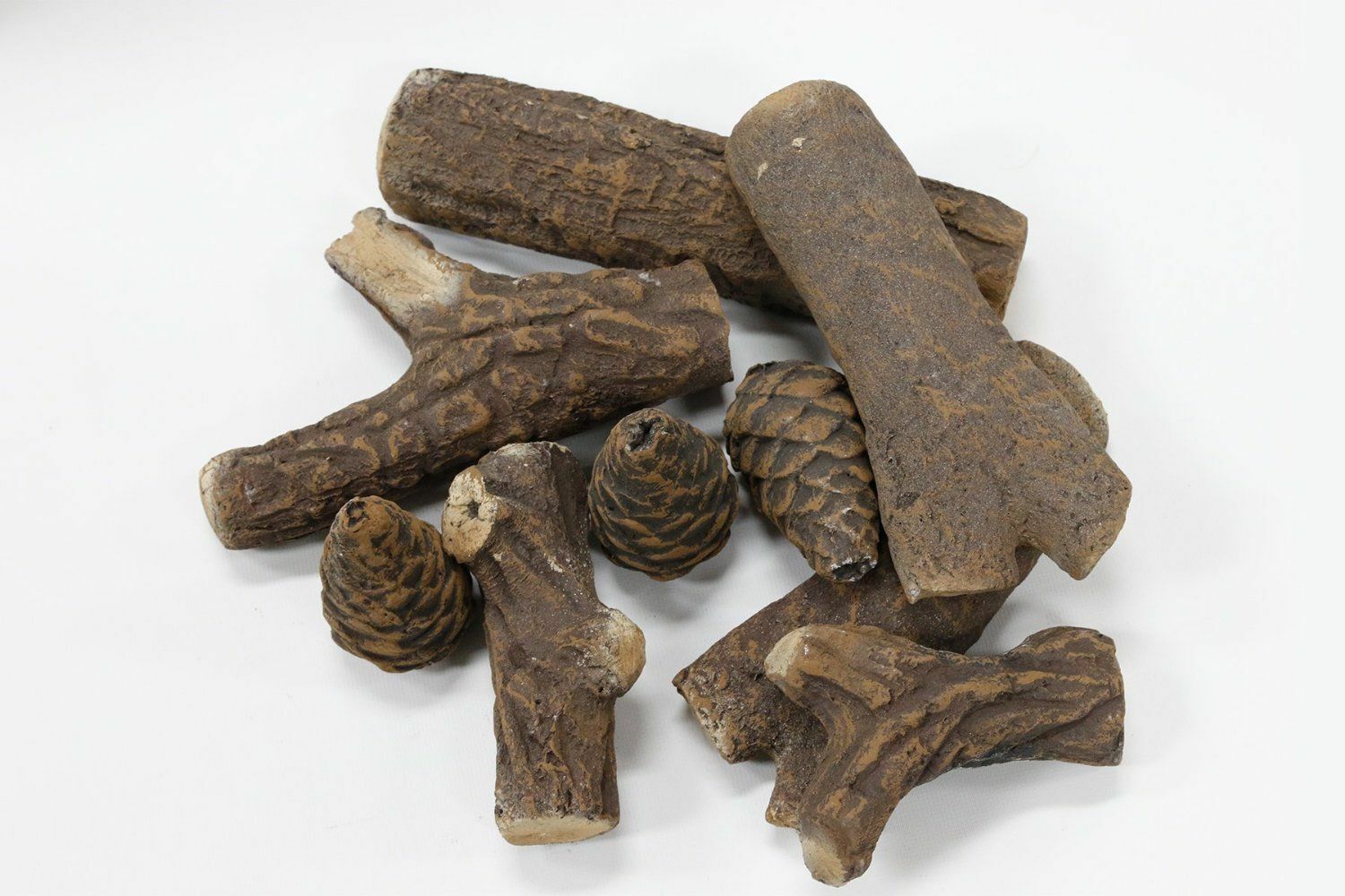 9PCS Ceramic Wood Gas Log Set Fireplace Imitation Wood Propane Firepit Log sets - Fresh Stock Dated January 2026