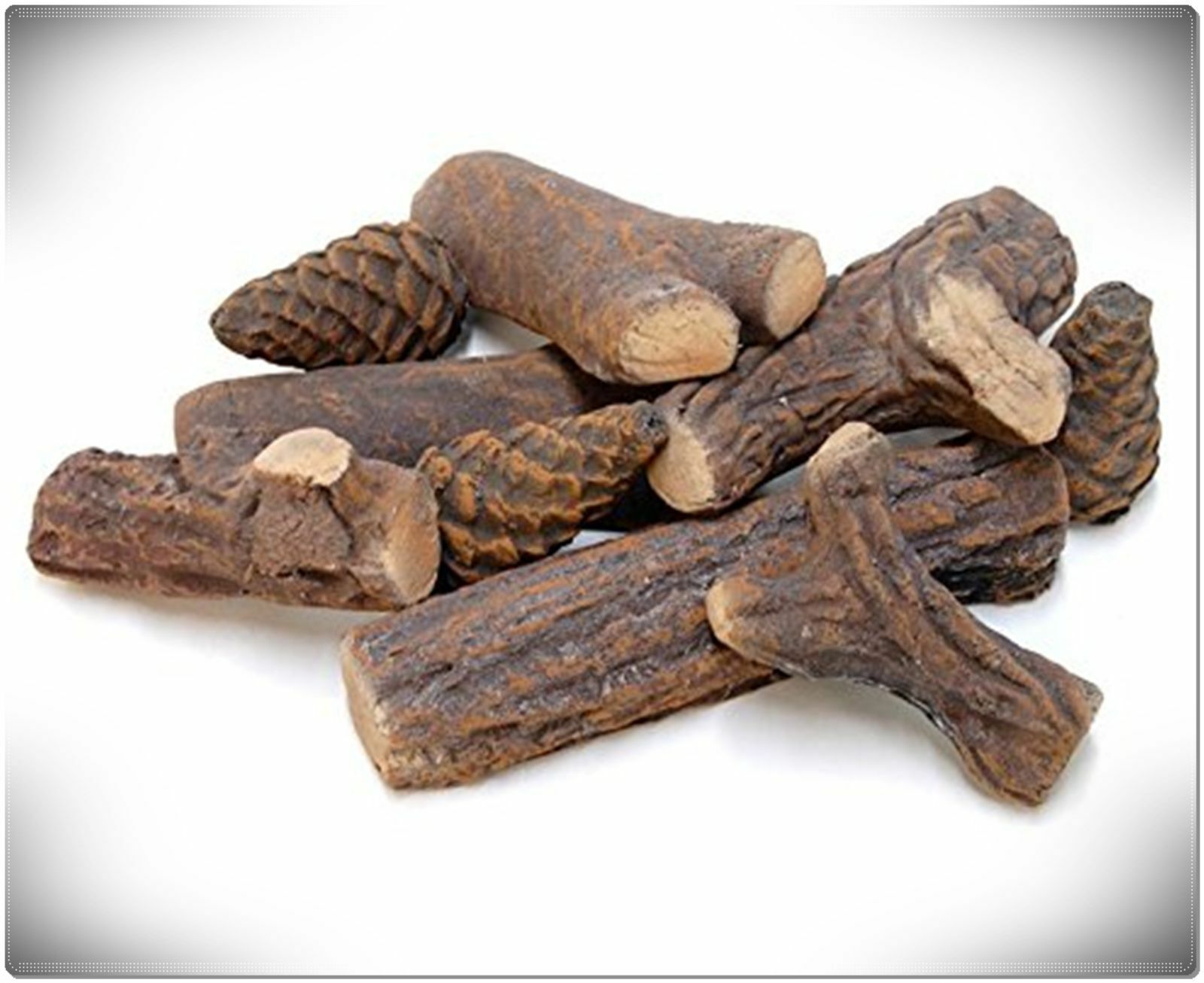 9PCS Ceramic Wood Gas Log Set Fireplace Imitation Wood Propane Firepit Log sets - Fresh Stock Dated January 2026