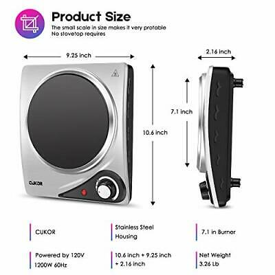 Electric Single Hot Plate,Portable Stove,1200W Infrared Single Burner for - Fresh Stock Dated January 2026