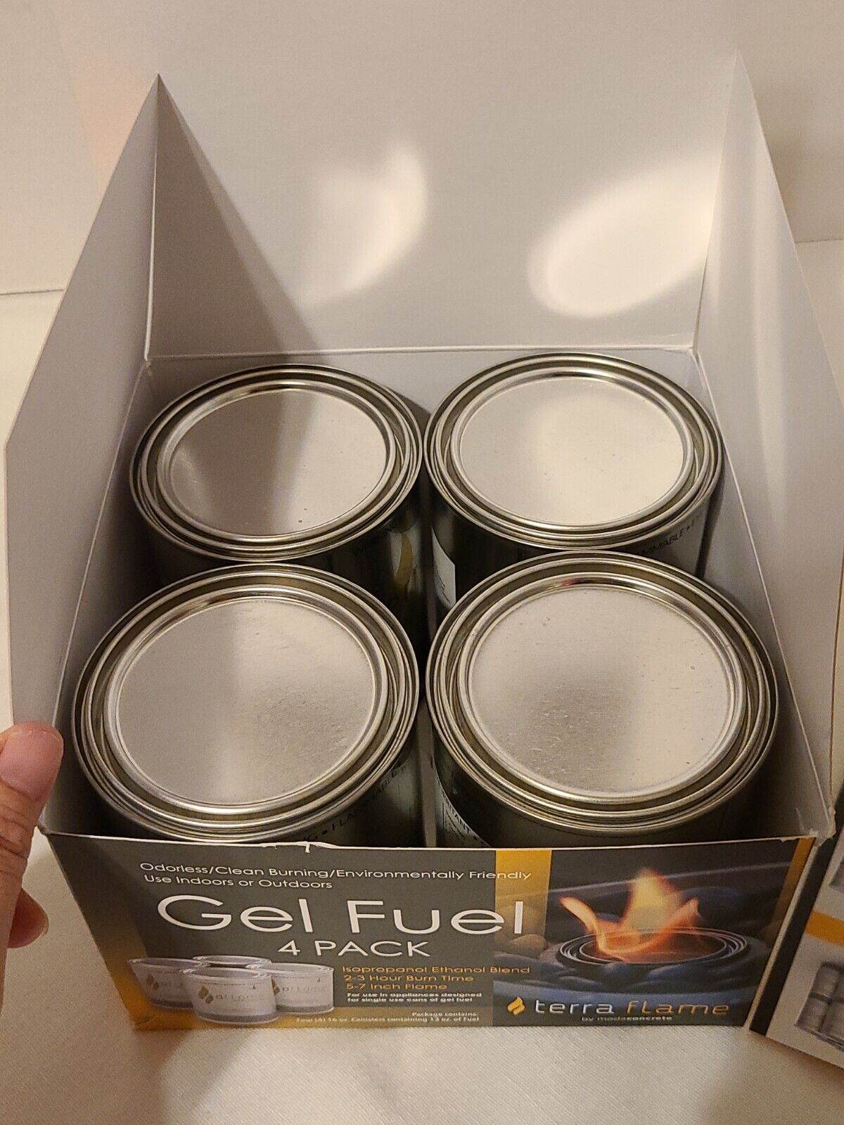 PACK OF 4👉Terra Flame Modaconcrete Clean Burning Fireplace Gel Fuel - Fresh Stock Dated January 2026