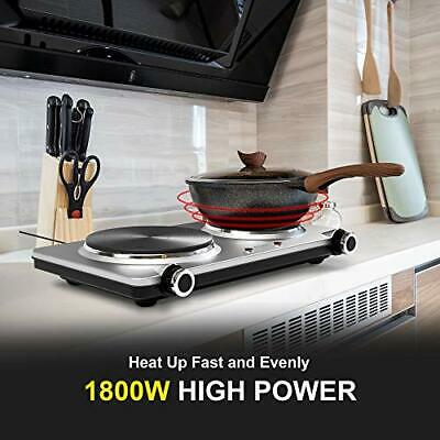 Electric Double Burner Hot Plate for Cooking, 1800W Portable Electric Stove, - Fresh Stock Dated January 2026