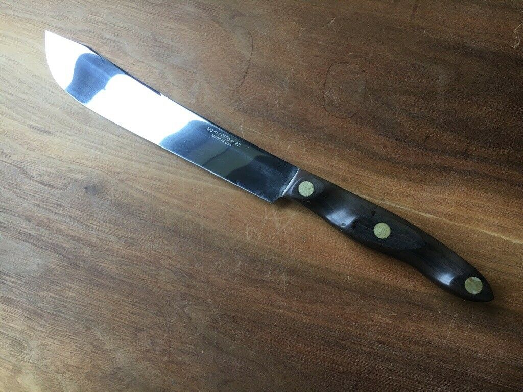 CUTCO NO. 22 Butcher Knife BROWN WOOD HANDLE MADE IN USA EX++ - Fresh Stock Dated January 2026