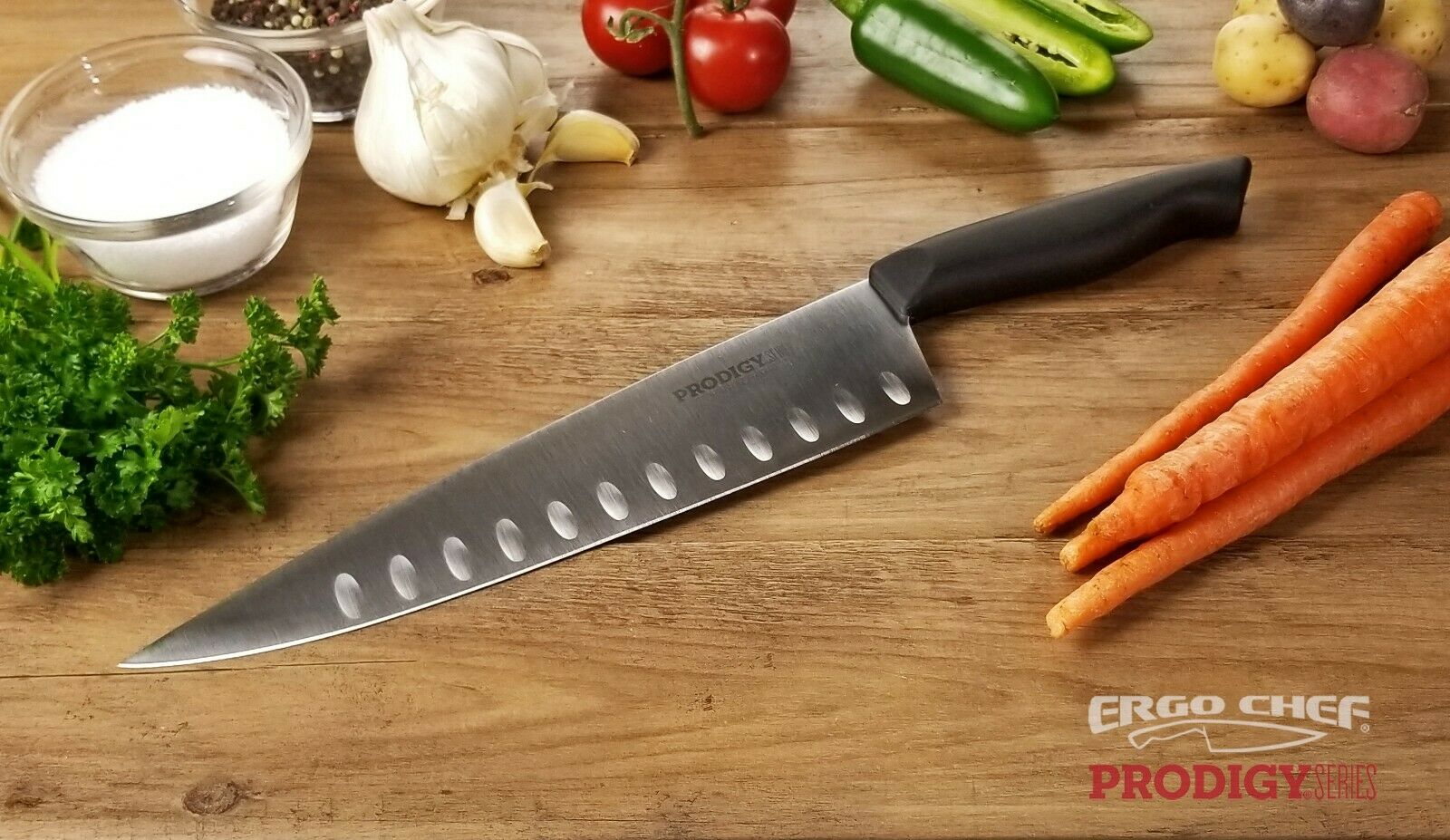 10 Inch Chef Knife with Granton Edge Prodigy Series NSF TESTED by Ergo Chef - Fresh Stock Dated February 2026