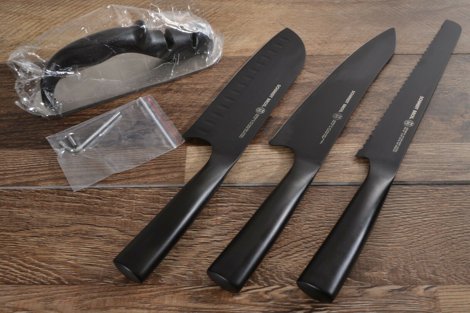 Schmidt Bros Jet Black 14-pc Knife Block Set Stainless Steel Titanium Finish - Fresh Stock Dated January 2026