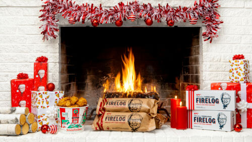 KFC FIRE LOG 11 HERBS & SPICES KENTUCKY FRIED CHICKEN Fireplace Log Gift Idea - Fresh Stock Dated December 2025