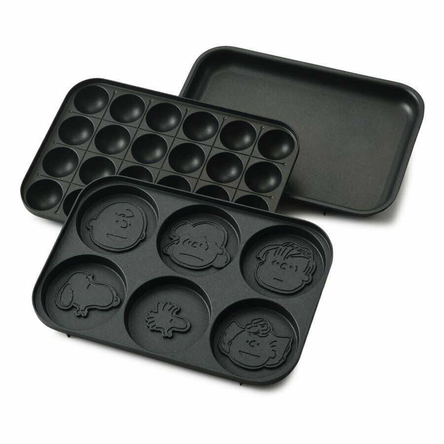 BRUNO PEANUTS Compact Hot Plate 3 Plates, Flat, Takoyaki(Ahijo), Pancake Plates - Fresh Stock Dated February 2026