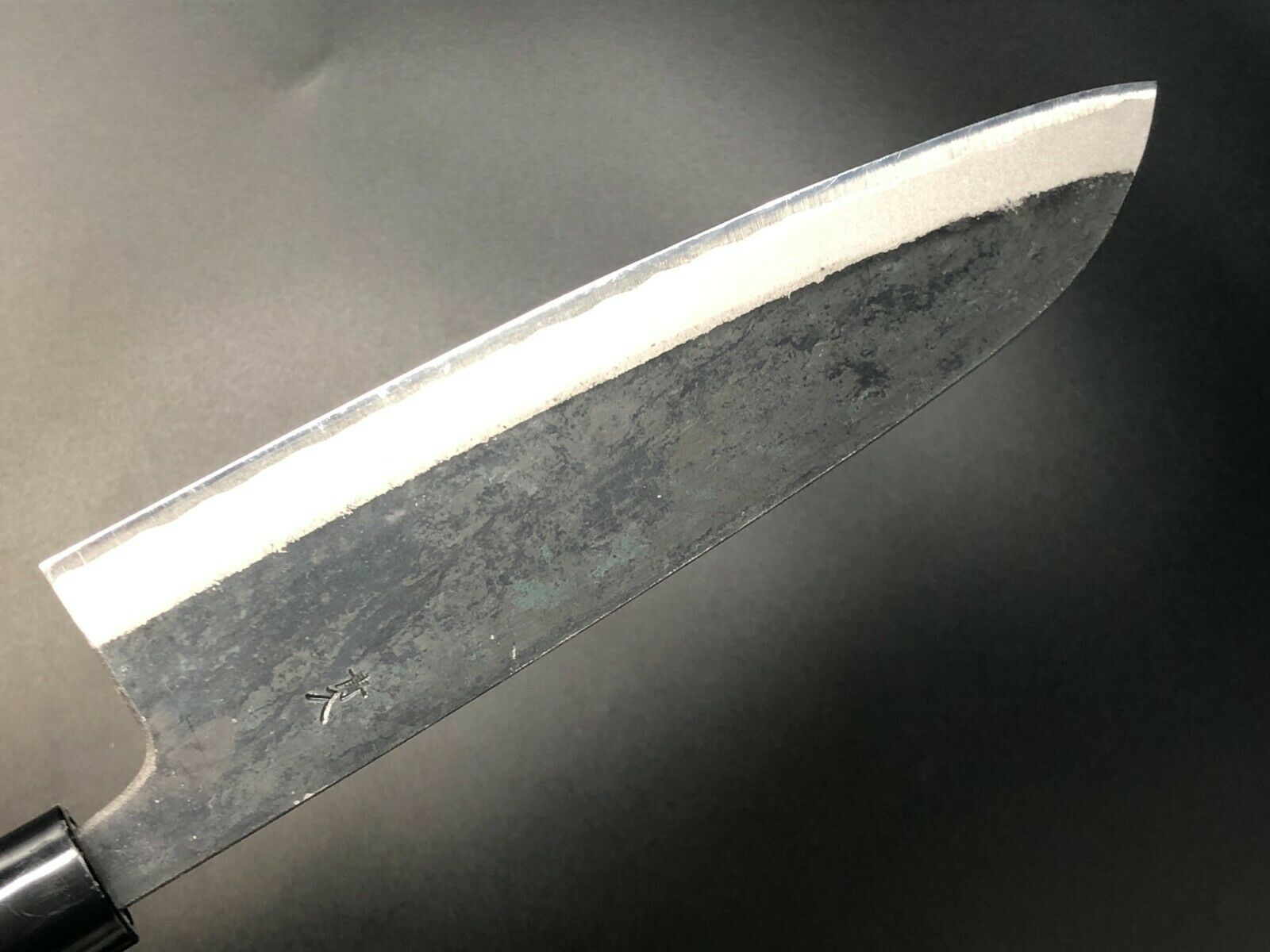 Japanese Kurouchi Forged Multipurpose Knife Santoku 180mm(7.1in) Blue(Aogami)#2 - Fresh Stock Dated January 2026