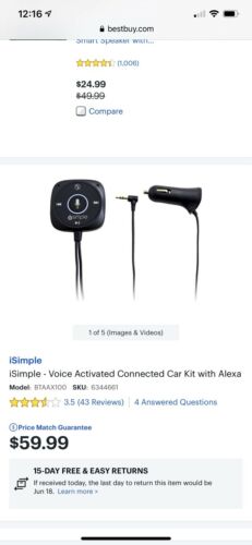 isimple bluetooth Voice Activated Alexa Connect Car - Fresh Stock Dated January 2026