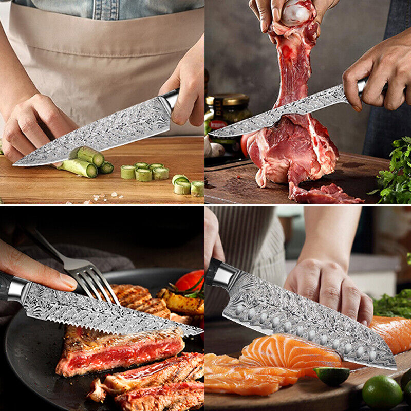 15 Pcs Kitchen Knife Set with Wooden Block Japan Carbon Stainless Steel Knives - Fresh Stock Dated January 2026
