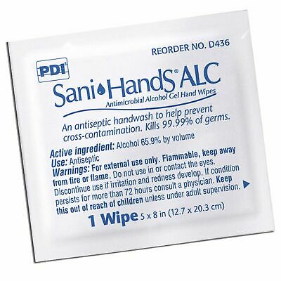 Sani-Hands Wipe Hand Sanitizing Wipe 100 Count Individual Packet 100 per Box - Fresh Stock Dated December 2025