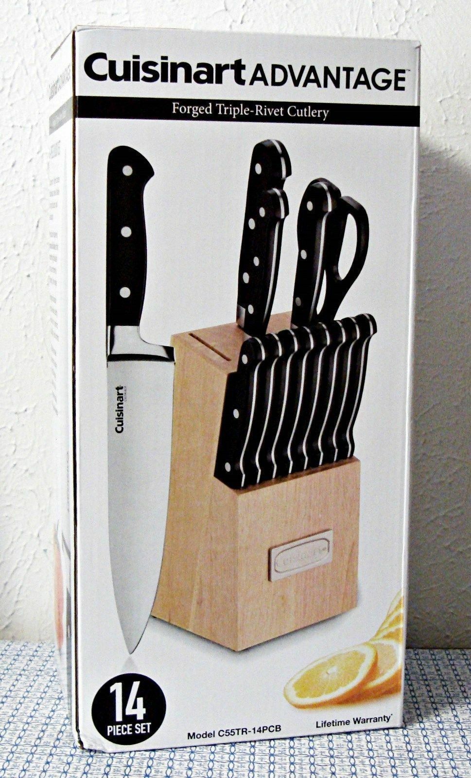 NEW CUISINART ADVANTAGE C55TR-14PCB 14-PIECE FORGED TRIPLE RIVET KNIFE BLOCK SET - Fresh Stock Dated January 2026