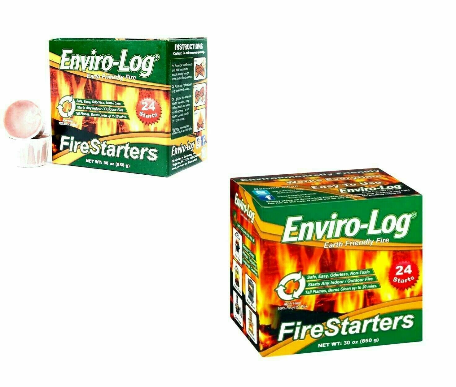 Easy to use Fire starter Enviro-Log 2.5-lb Wax Burns cleanly  (24-Pack) New - Fresh Stock Dated December 2025