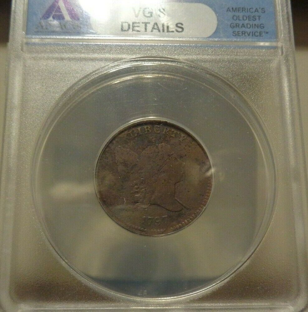 1797  ANACS VG 8 Details Liberty Cap Half Cent Coin 1/2c Plain Edge - Fresh Stock Dated December 2025
