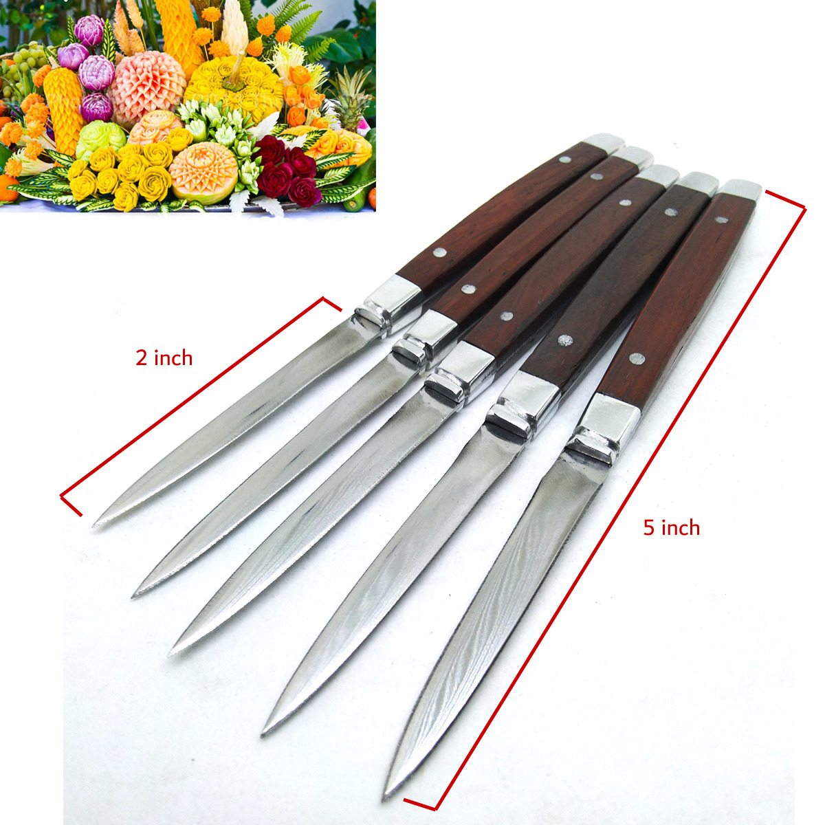 Thai Fruit knife Carving tool vegetable wood food kitchen stainless steel soap Z - Fresh Stock Dated February 2026