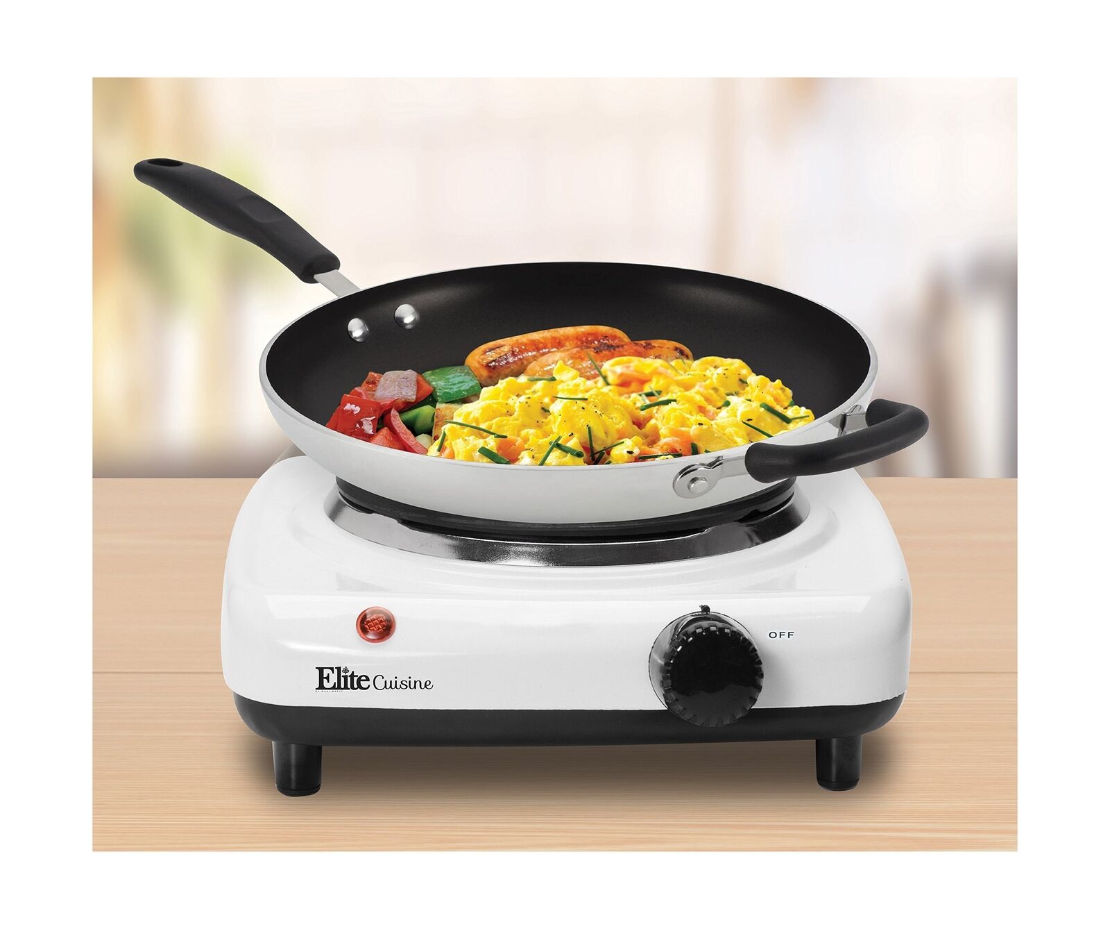 Elite Cuisine ESB-301F Single Electric Flat Cast Iron Heating Plate Burner, P... - Fresh Stock Dated February 2026