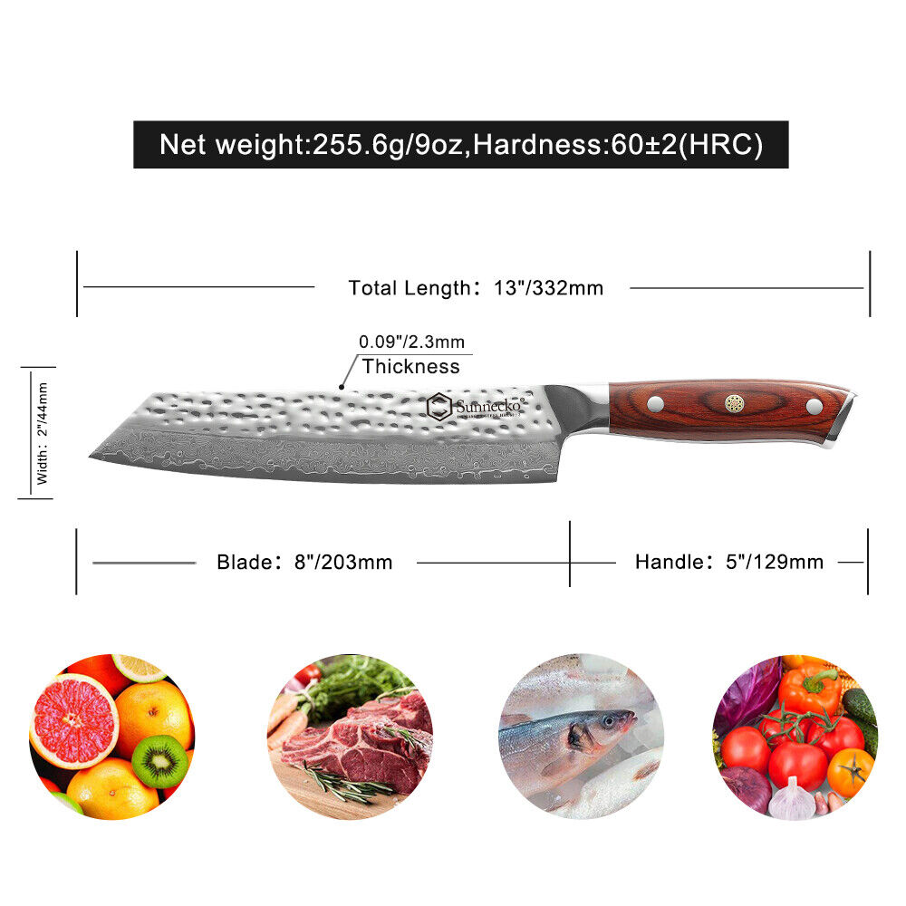8 inch Kiritsuke Chef knife VG10 Damascus Steel Razor Sharp Kitchen Slicing Gift - Fresh Stock Dated February 2026