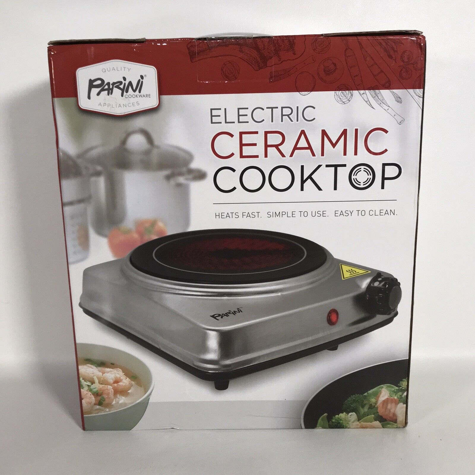 Parini Cookware Electric 7” Ceramic Cooktop Temp Control Dorm Camping New Sealed - Fresh Stock Dated February 2026