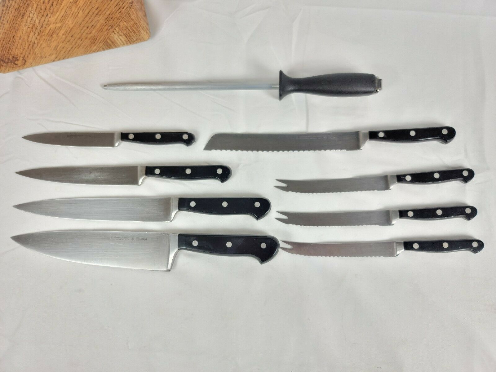 Wusthof Trident 9pc Knife Set with Original Block and Ceramic Sharpener - Fresh Stock Dated January 2026