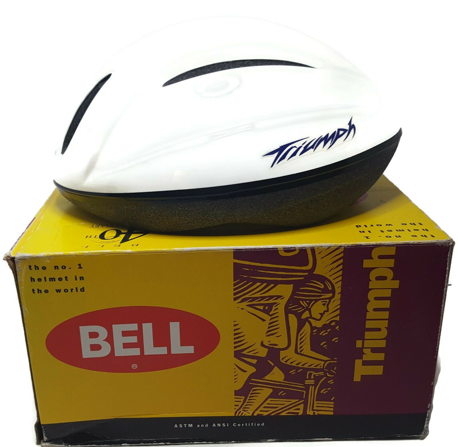 Vintage 1994 Bell Bike Bicycle Helmet Triumph Size M White 40th Anniversary USA - Fresh Stock Dated December 2025