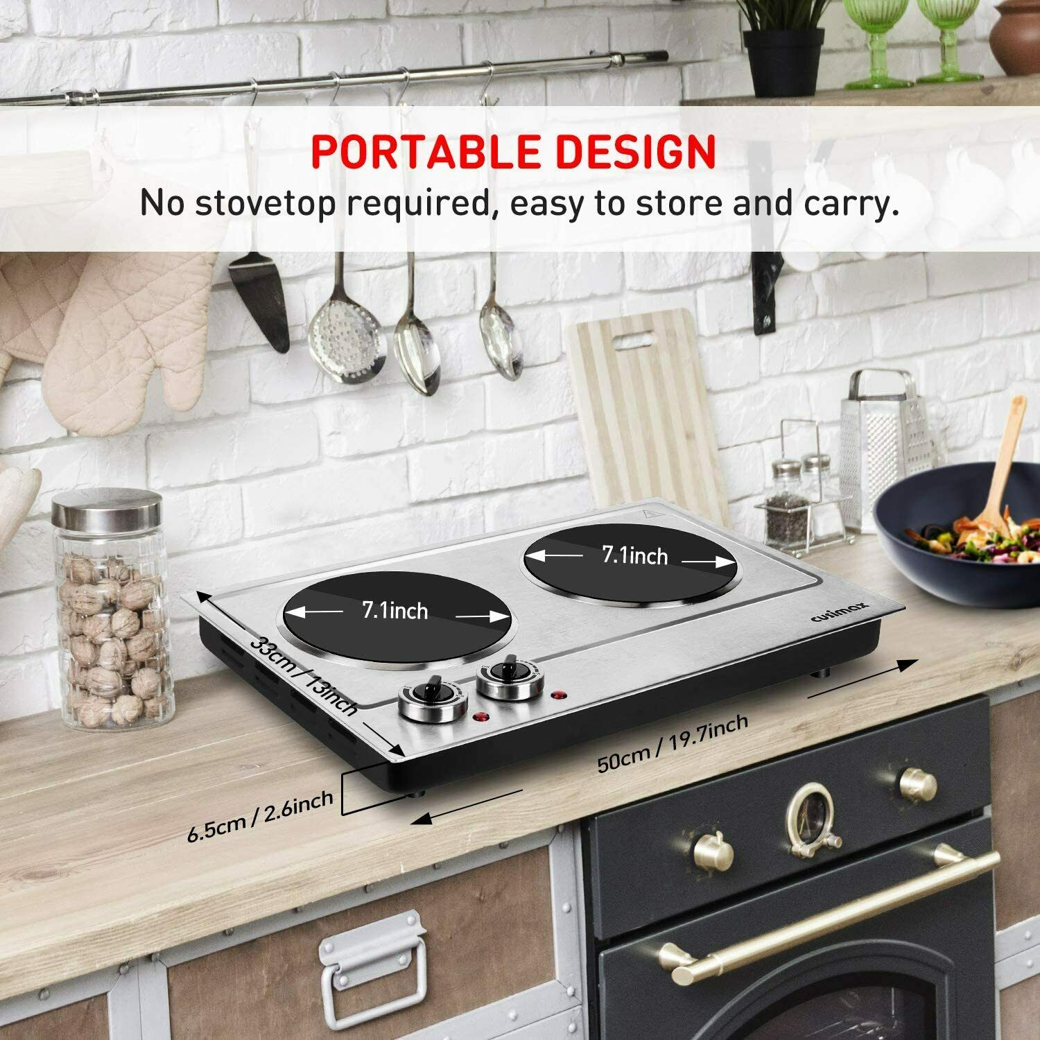 Cusimax Hot Plate, 1800W Ceramic Electric Double Burner for Cooking, Infrared - Fresh Stock Dated February 2026