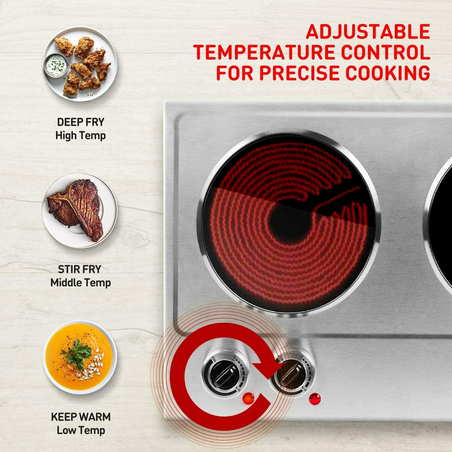 Cusimax Hot Plate, 1800W Ceramic Electric Double Burner for Cooking, Infrared - Fresh Stock Dated February 2026