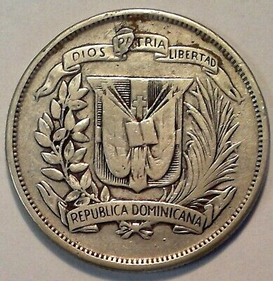 1947 Dominican Republic Medio 1/2 Peso Large World Silver Coin #242 - Fresh Stock Dated December 2025