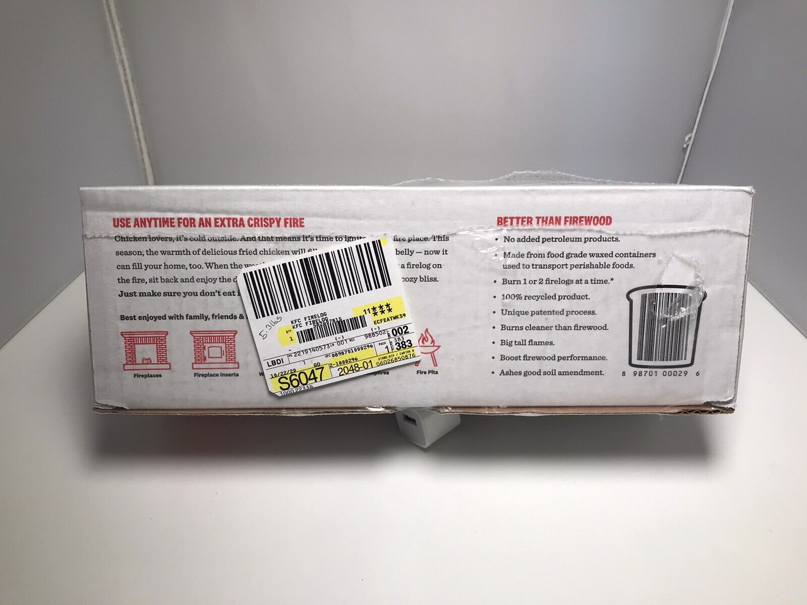 KFC Fried Chicken Scented Firelog with 11 Herbs and Spices - Fresh Stock Dated January 2026