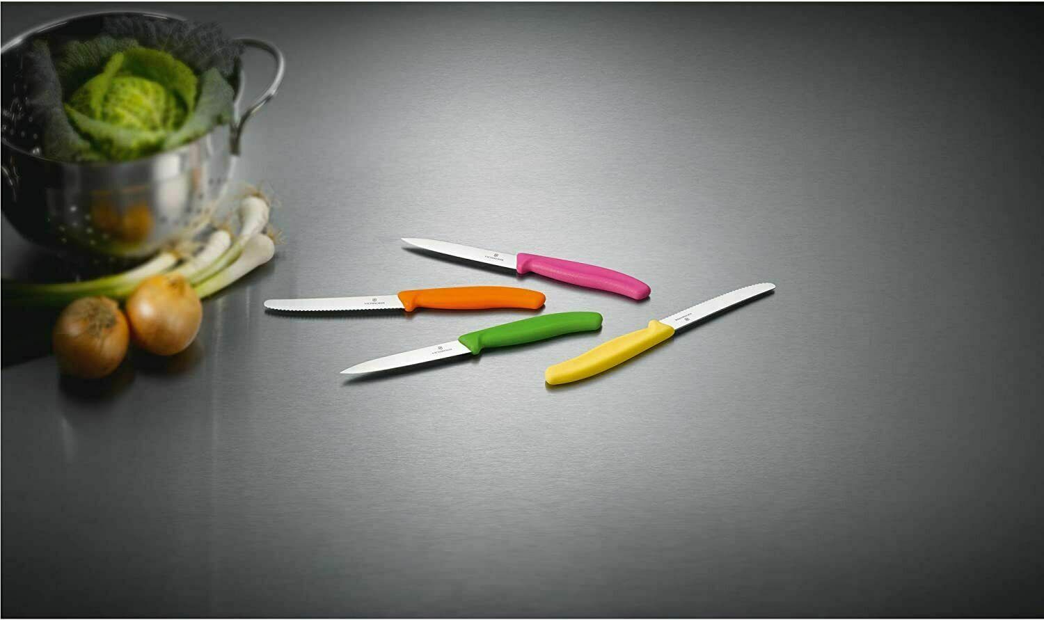 VICTORINOX Swiss Made 3-1/4 Inch Blade Kitchen Paring Knife- Serrated With Point - Fresh Stock Dated January 2026