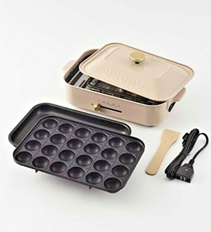 BRUNO Compact Hot Plate Body Plate 3 types (Takoyaki Ceramic Coat Pot Flat)  New - Fresh Stock Dated February 2026
