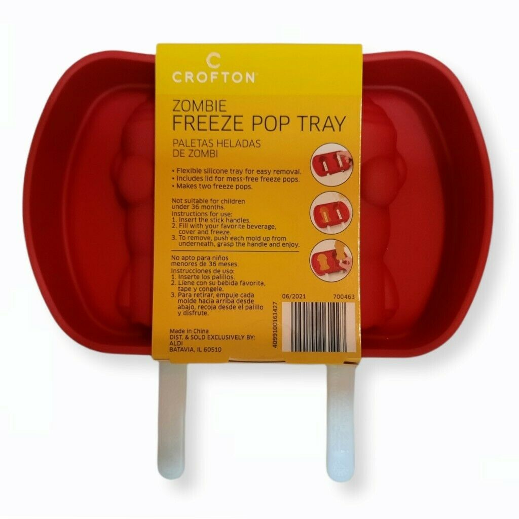 Crofton ZOMBIE Shape Freeze Pop Tray Silicone Mold Food Storage Treat Container - Fresh Stock Dated February 2026