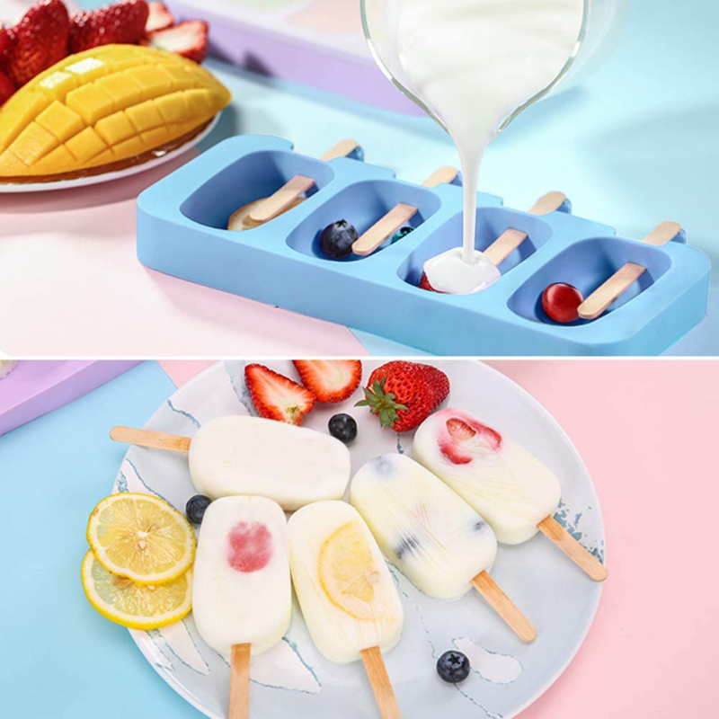 Moldes De Silicona Para Helados Paletas Ice Cream Molds Dulces Tortas Set-2 4Pcs - Fresh Stock Dated February 2026