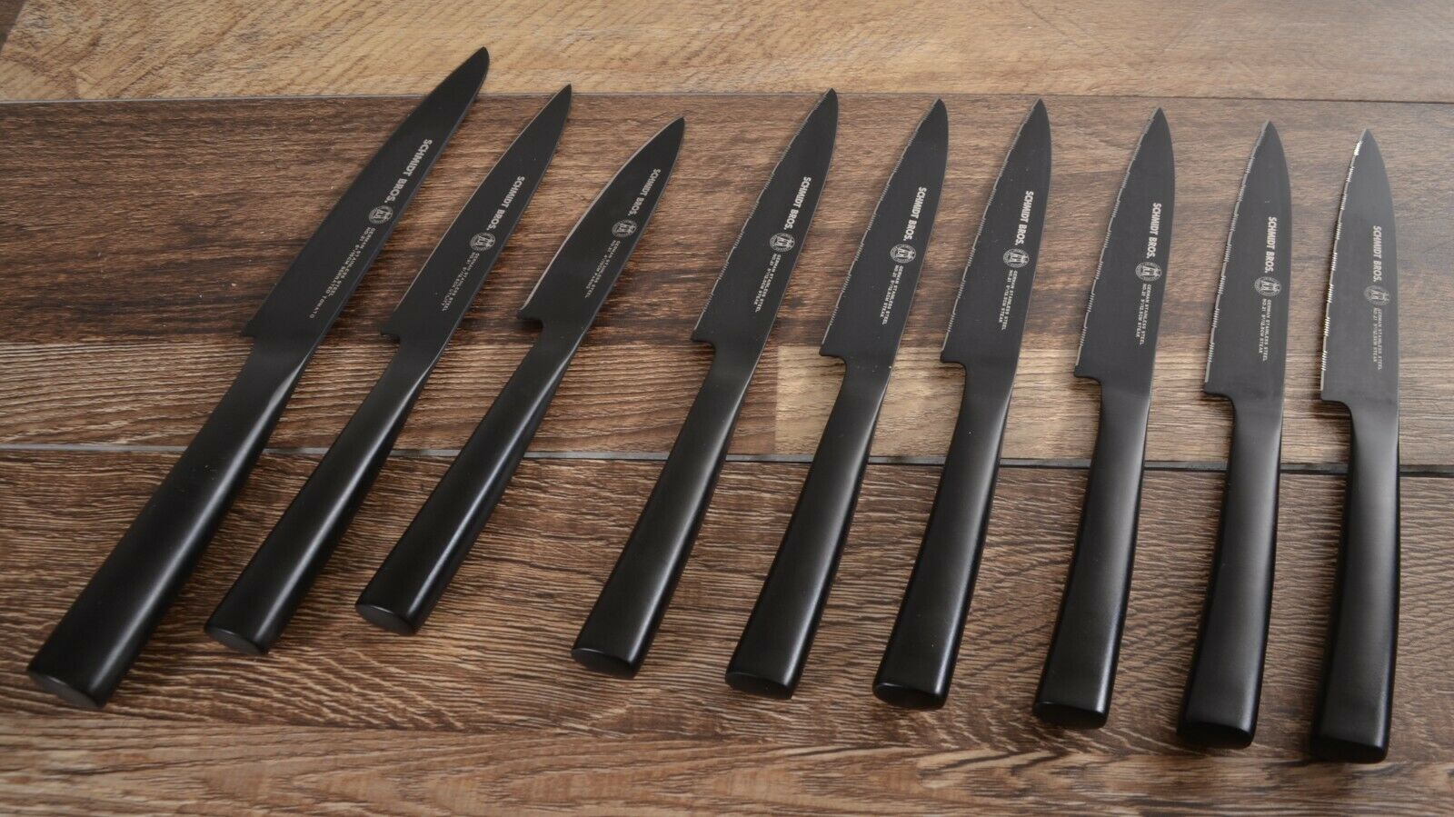 Schmidt Bros Jet Black 14-pc Knife Block Set Stainless Steel Titanium Finish - Fresh Stock Dated January 2026