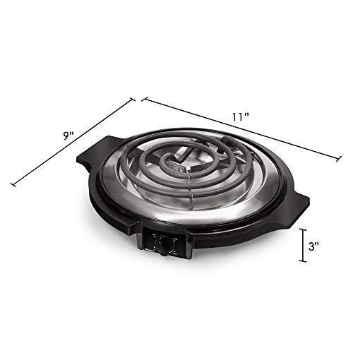 Single Countertop Coiled Burner, 1000 Watts Electric Hot Plate, Black - Fresh Stock Dated February 2026