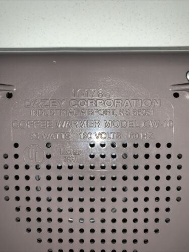 Vintage Dazey Coffee Soup Beverage Cup Mug Warmer 25 Watts CW-10 USA Made - Fresh Stock Dated February 2026