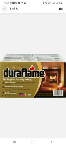 Duraflame Gold. 2.5 lb Firelogs.  6-Pack Case. Brighter flames. FREE SHIPPING - Fresh Stock Dated December 2025