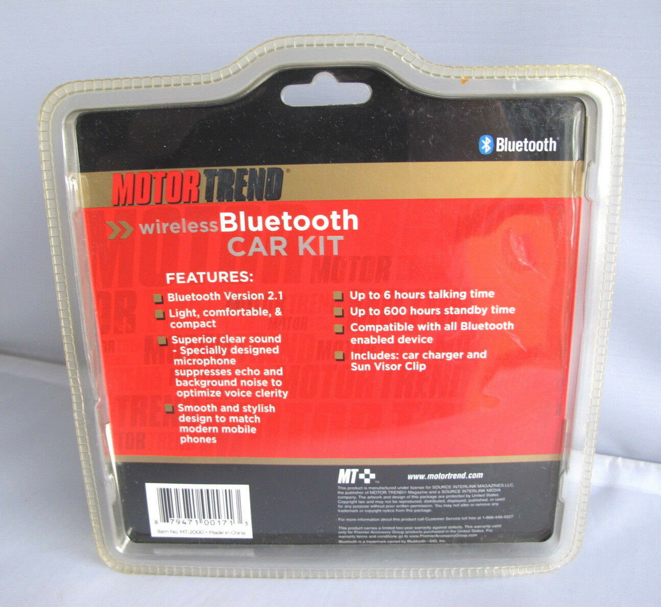 Motor Trend MT-2000 Wireless Bluetooth Car Kit - Fresh Stock Dated December 2025