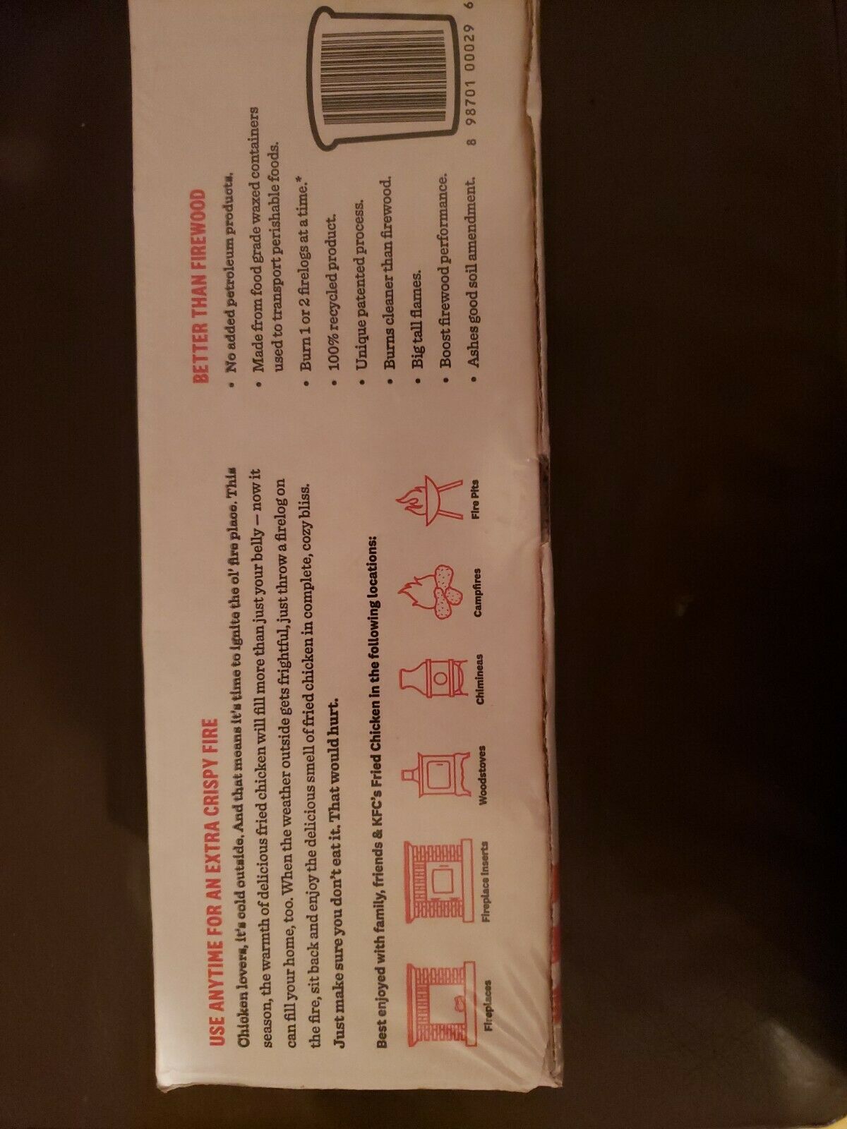 2020 KFC USA HERBS & SPICES FIRELOG by Enviro-Log®! RARE LIMITED EDITION - Fresh Stock Dated December 2025