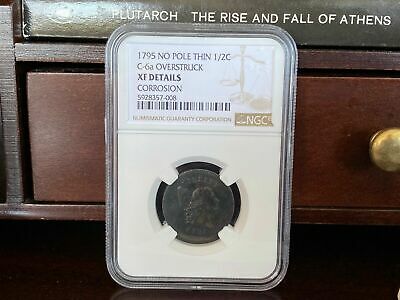 1795 No Pole Thin C-6A Plain Edge Overstruck NGC XF Details Half Cent - Fresh Stock Dated December 2025
