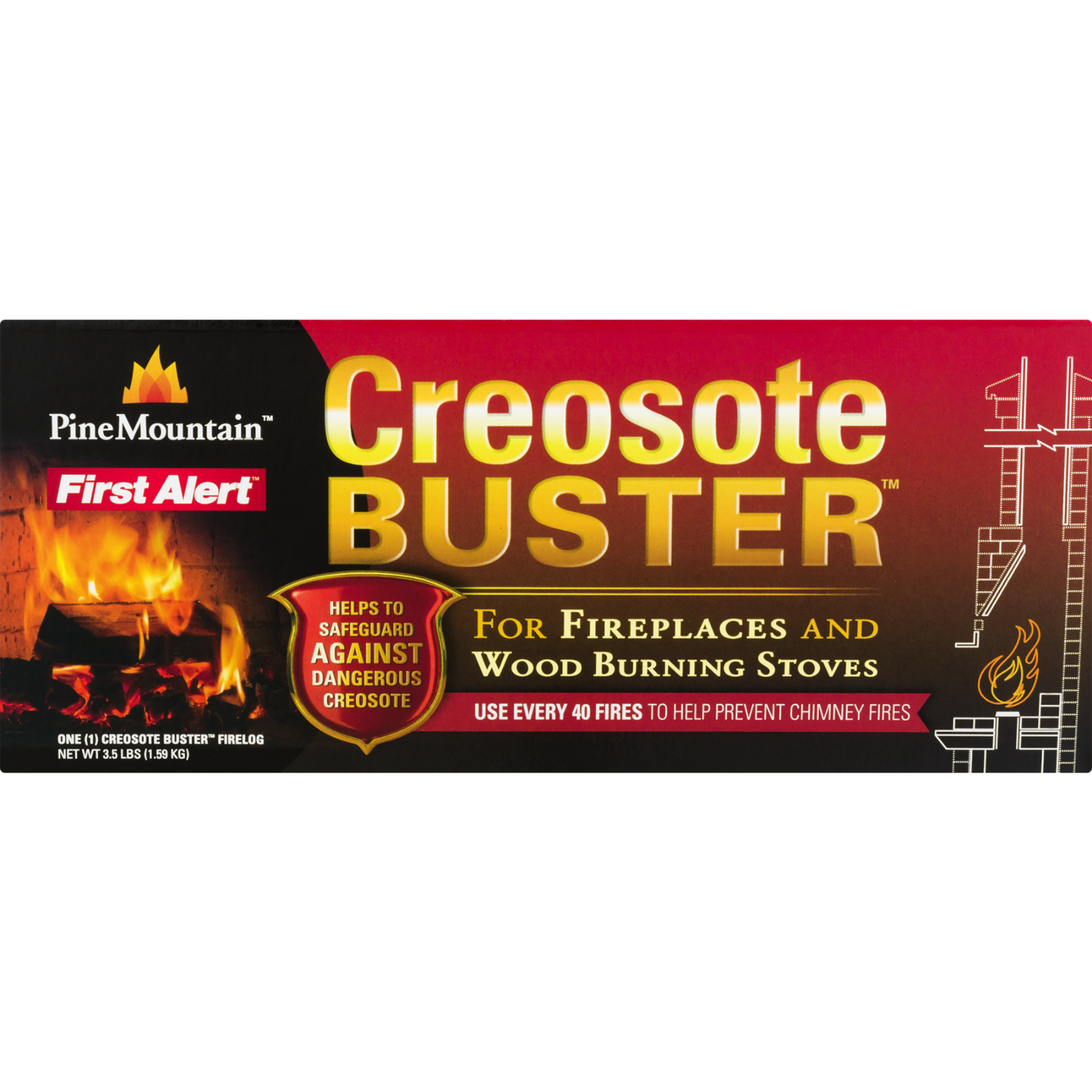 Pine Mountain Creosote Buster Firelog Single Pack to Reduce Risk of Chimney Fire - Fresh Stock Dated December 2025