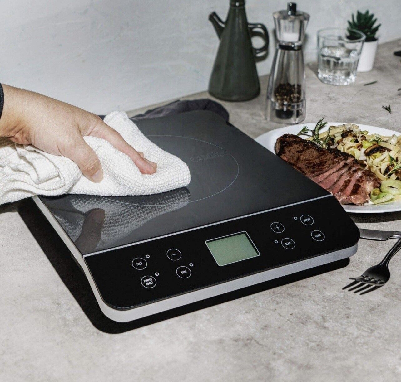 Crux Countertop Induction Burner, Portable Electric Hot Plate, Smart Black - Fresh Stock Dated February 2026