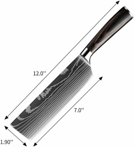 7'' Stainless Kitchen Knife Cleaver Steel Japanese Damascus Style Chef's Knife - Fresh Stock Dated January 2026