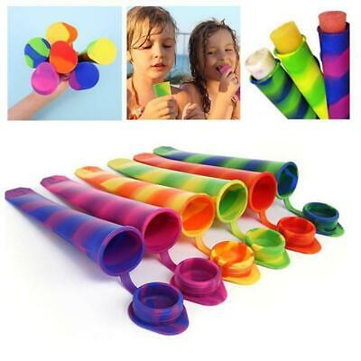 Set of 6 Silicone Ice Cream Mold Popsicle Holder Ice-Pop Sleeves Freezer Kitchen - Fresh Stock Dated February 2026