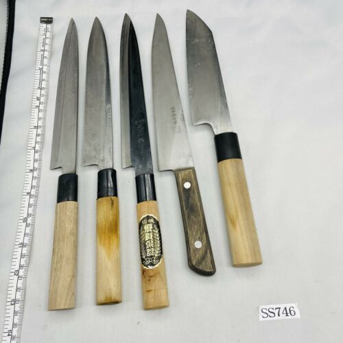 Damaged Lot of Five Japanese Chef's Kitchen Knives Yanagiba Gyuto Japan SS746 - Fresh Stock Dated January 2026