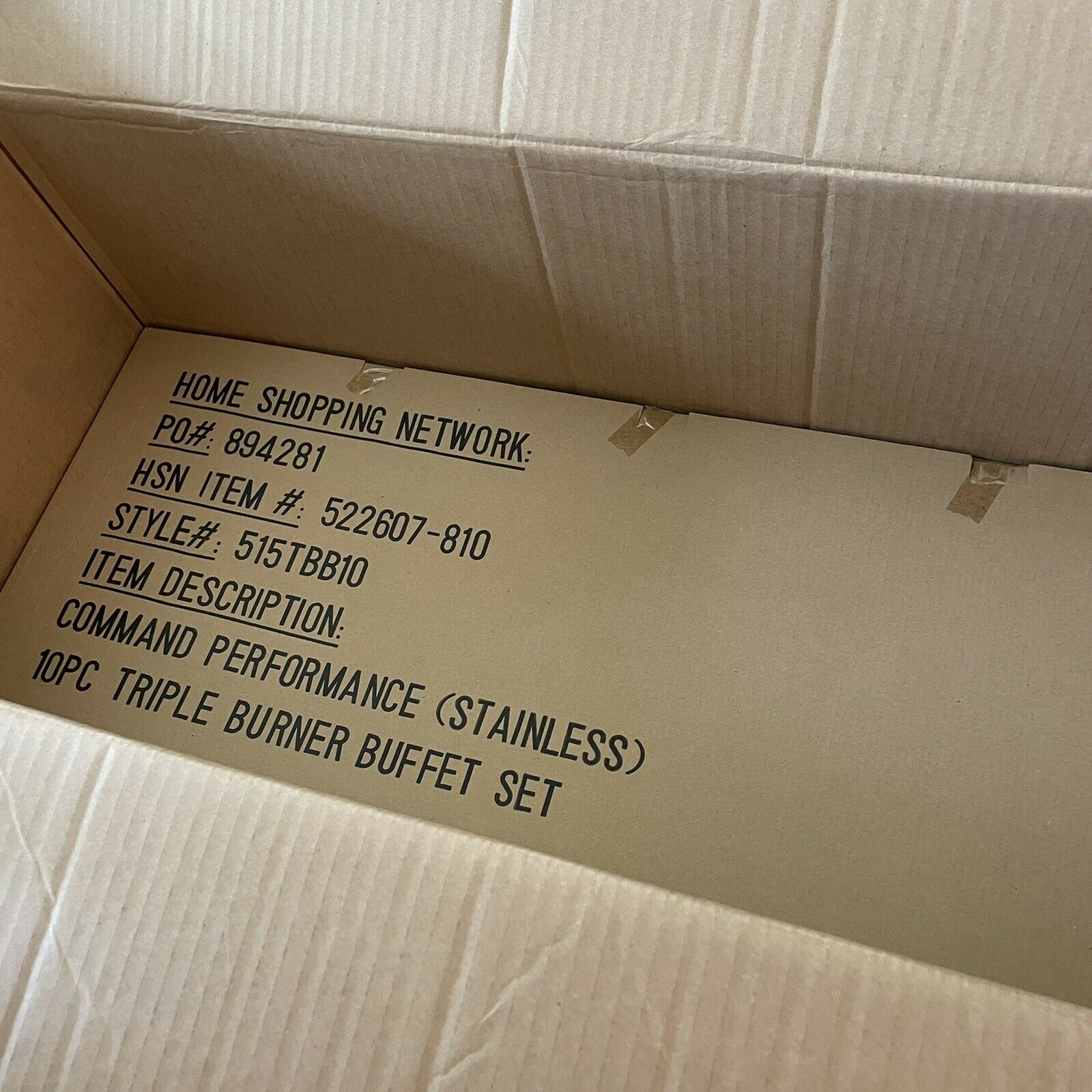 HSN 10 PIECE COMMAND PERFORMANCE TRIPLE BURNER BUFFET SET MK367 - Fresh Stock Dated February 2026