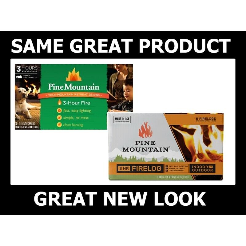 Pine Mountain Fireplace FIRE LOGS 3 hr Fast & Easy Lighting Indoor or Out 6 PACK - Fresh Stock Dated December 2025