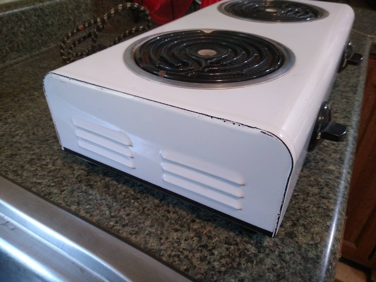 Vintage Sears KENMORE Two Burner Stove Hot Plate White Enamel Working - Fresh Stock Dated February 2026